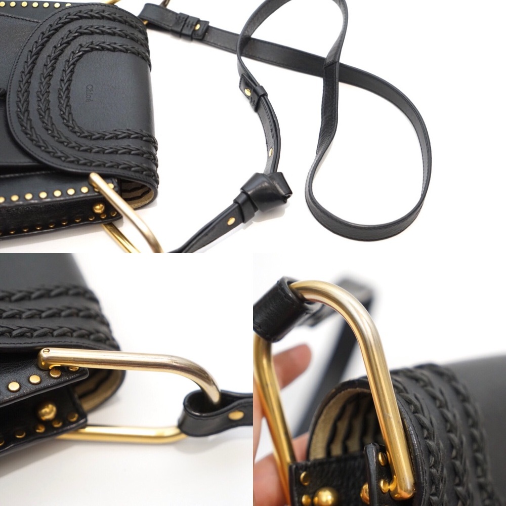 Chloe Hudson Calfskin Studded Black Crossbody Bag - Picture 5 of 8